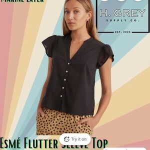 Marine Layer Black Button-Down Blouse